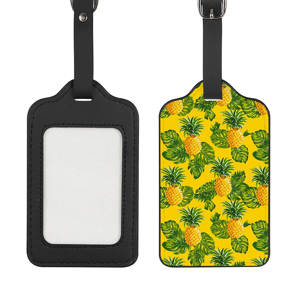 Yellow Tropical Pineapple Pattern Print Luggage Tag