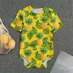 Yellow Tropical Pineapple Pattern Print Men's Bodysuit
