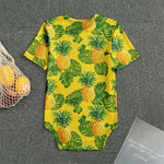 Yellow Tropical Pineapple Pattern Print Men's Bodysuit