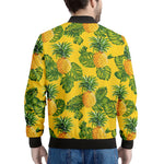 Yellow Tropical Pineapple Pattern Print Men's Bomber Jacket