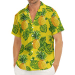 Yellow Tropical Pineapple Pattern Print Men's Deep V-Neck Shirt