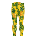 Yellow Tropical Pineapple Pattern Print Men's leggings