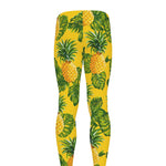 Yellow Tropical Pineapple Pattern Print Men's leggings