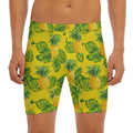 Yellow Tropical Pineapple Pattern Print Men's Long Boxer Briefs
