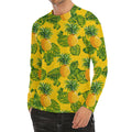 Yellow Tropical Pineapple Pattern Print Men's Long Sleeve Rash Guard