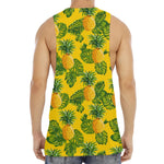 Yellow Tropical Pineapple Pattern Print Men's Muscle Tank Top