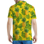 Yellow Tropical Pineapple Pattern Print Men's Polo Shirt