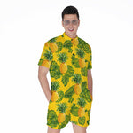 Yellow Tropical Pineapple Pattern Print Men's Rompers