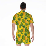 Yellow Tropical Pineapple Pattern Print Men's Rompers