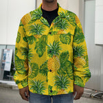 Yellow Tropical Pineapple Pattern Print Men's Shirt Jacket