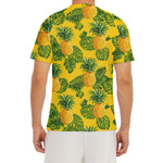 Yellow Tropical Pineapple Pattern Print Men's Short Sleeve Rash Guard