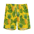 Yellow Tropical Pineapple Pattern Print Men's Athletic Shorts