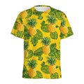 Yellow Tropical Pineapple Pattern Print Men's Athletic T-Shirt