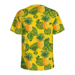 Yellow Tropical Pineapple Pattern Print Men's Sports T-Shirt