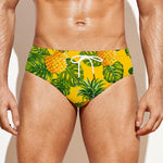 Yellow Tropical Pineapple Pattern Print Men's Swim Briefs