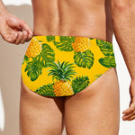 Yellow Tropical Pineapple Pattern Print Men's Swim Briefs