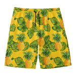 Yellow Tropical Pineapple Pattern Print Men's Swim Trunks