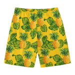 Yellow Tropical Pineapple Pattern Print Men's Swim Trunks