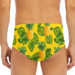 Yellow Tropical Pineapple Pattern Print Men's Triangle Swim Briefs