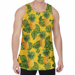 Yellow Tropical Pineapple Pattern Print Men's Velvet Tank Top