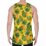 Yellow Tropical Pineapple Pattern Print Men's Velvet Tank Top