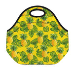 Yellow Tropical Pineapple Pattern Print Neoprene Lunch Bag