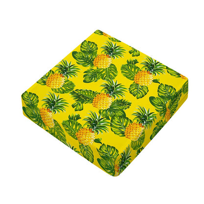 Yellow Tropical Pineapple Pattern Print Outdoor Seat Cushion Cover