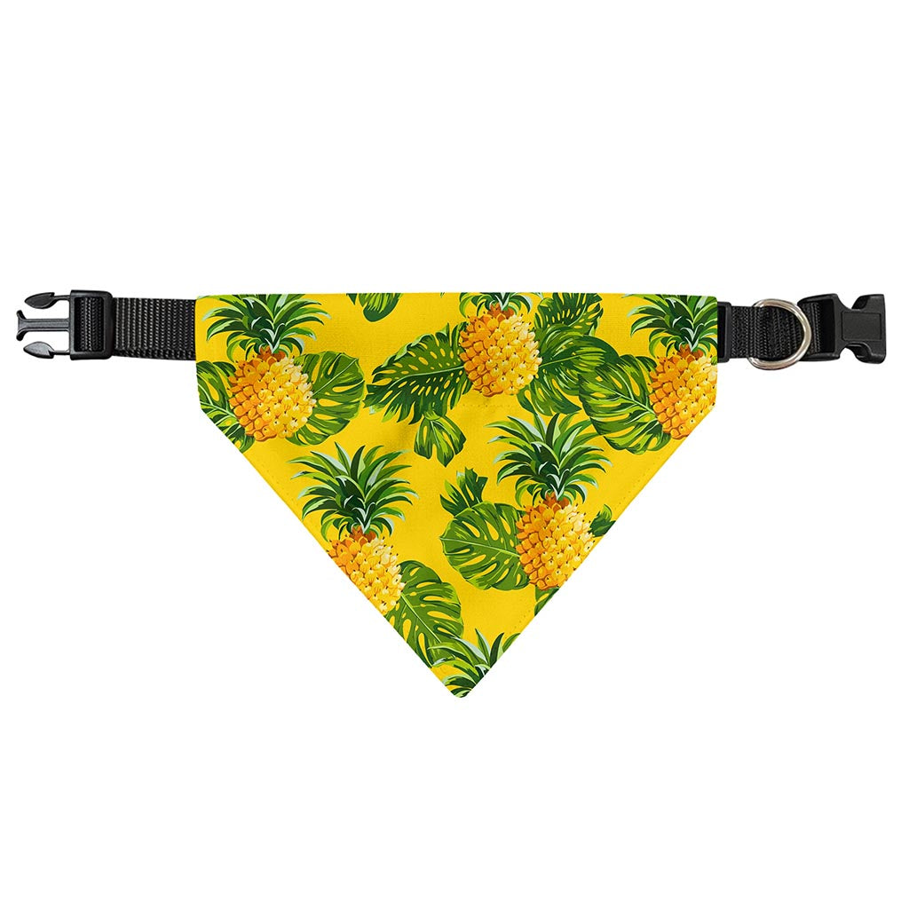Yellow Tropical Pineapple Pattern Print Over The Collar Dog Bandana