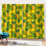 Yellow Tropical Pineapple Pattern Print Pencil Pleat Curtains