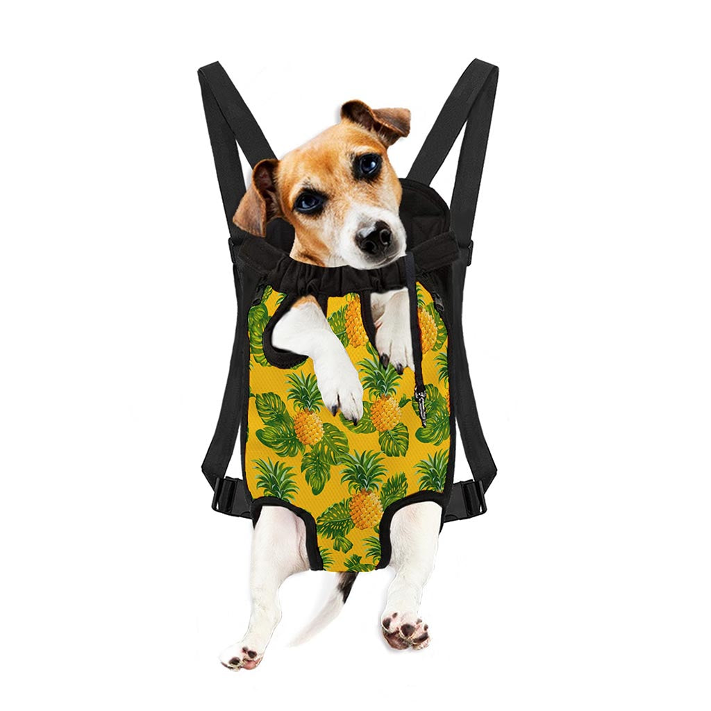 Yellow Tropical Pineapple Pattern Print Pet Carrier Backpack