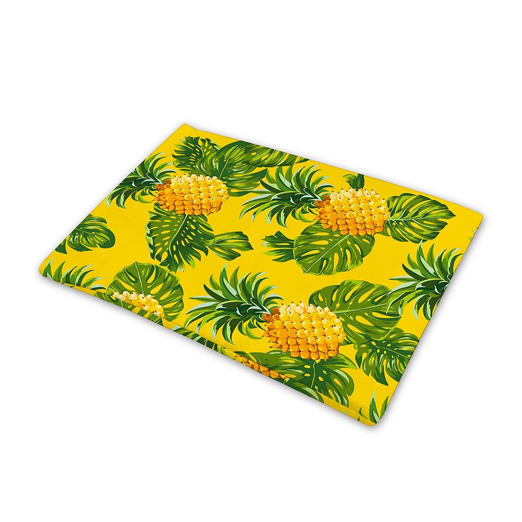 Yellow Tropical Pineapple Pattern Print Pet Cooling Mat Cover