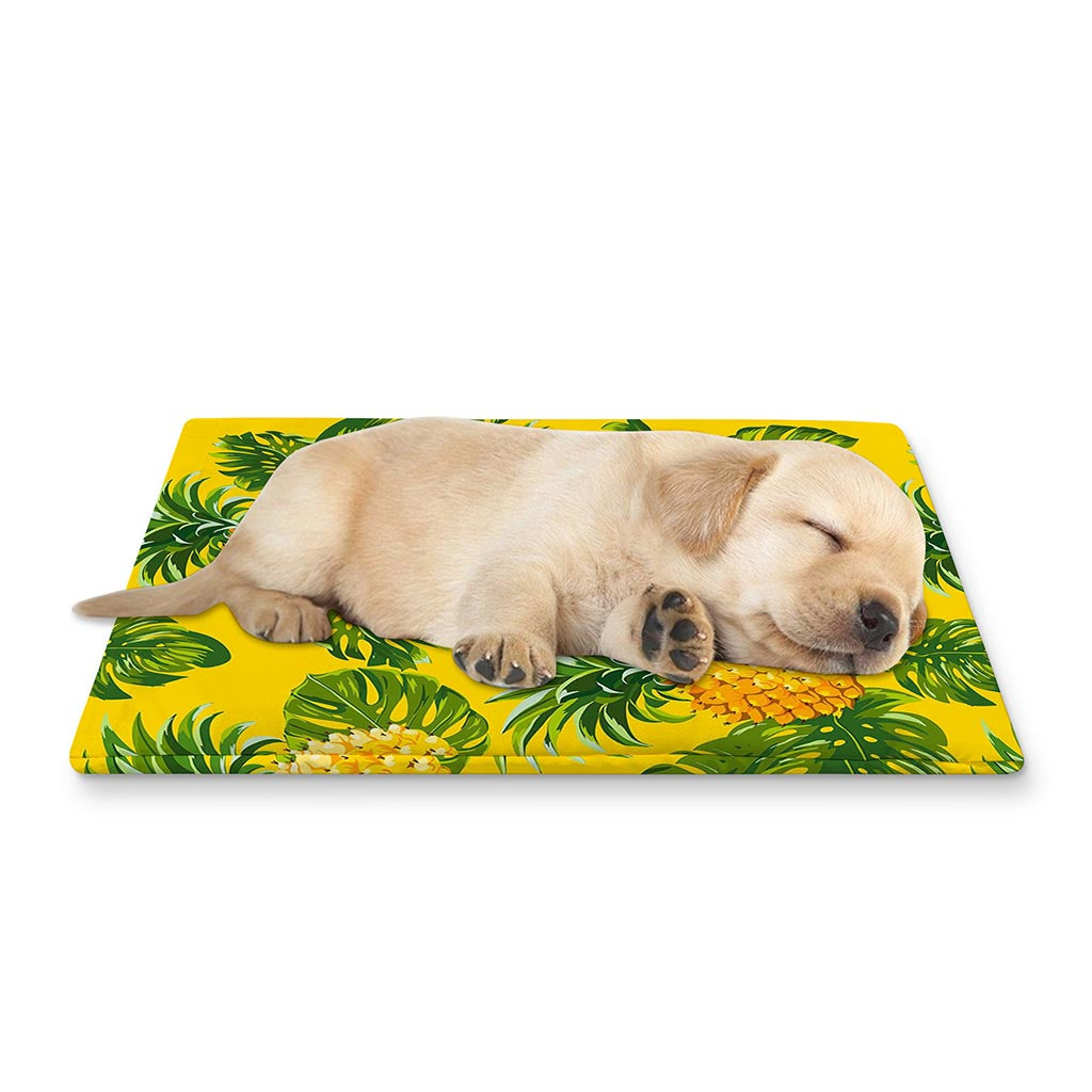 Yellow Tropical Pineapple Pattern Print Pet Cooling Mat Cover