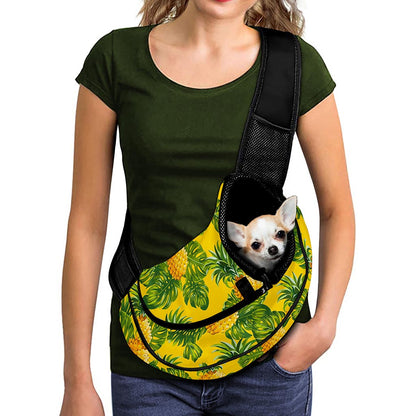 Yellow Tropical Pineapple Pattern Print Pet Sling Carrier