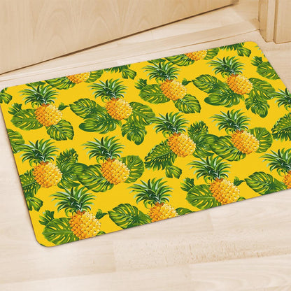 Yellow Tropical Pineapple Pattern Print Polyester Doormat