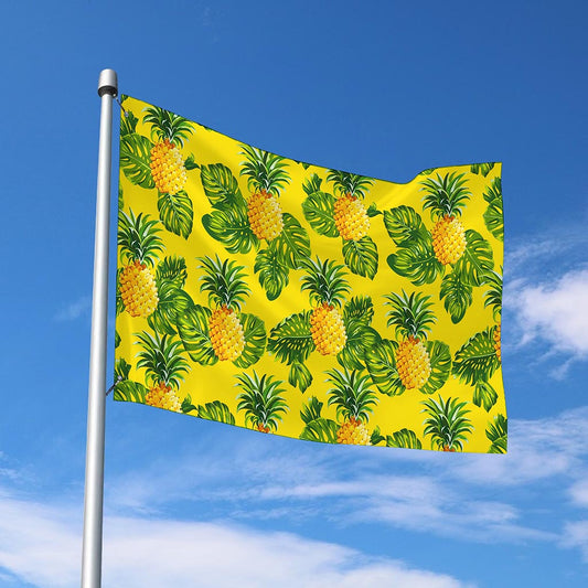 Yellow Tropical Pineapple Pattern Print Polyester Flag