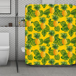 Yellow Tropical Pineapple Pattern Print Polyester Shower Curtain