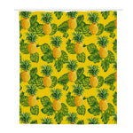 Yellow Tropical Pineapple Pattern Print Polyester Shower Curtain