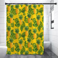 Yellow Tropical Pineapple Pattern Print Premium Shower Curtain