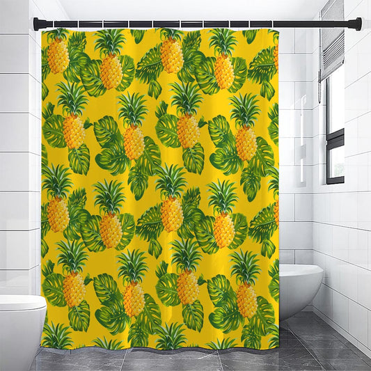 Yellow Tropical Pineapple Pattern Print Premium Shower Curtain