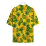 Yellow Tropical Pineapple Pattern Print Rayon Hawaiian Shirt