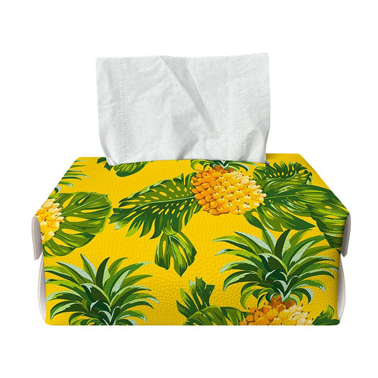 Yellow Tropical Pineapple Pattern Print Rectangle Tissue Box Cover