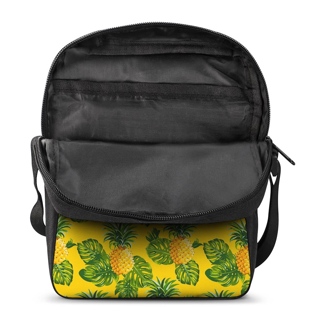 Yellow Tropical Pineapple Pattern Print Rectangular Crossbody Bag