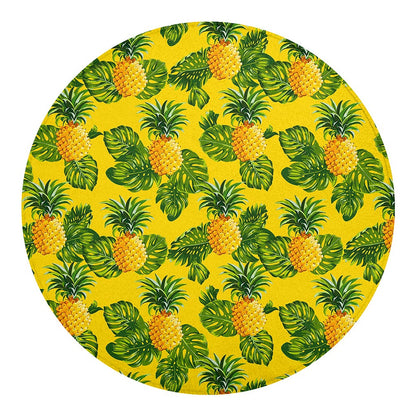 Yellow Tropical Pineapple Pattern Print Round Blanket