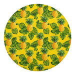 Yellow Tropical Pineapple Pattern Print Round Blanket