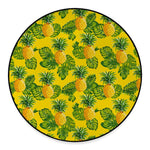 Yellow Tropical Pineapple Pattern Print Round Floor Mat