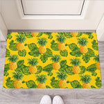Yellow Tropical Pineapple Pattern Print Rubber Doormat
