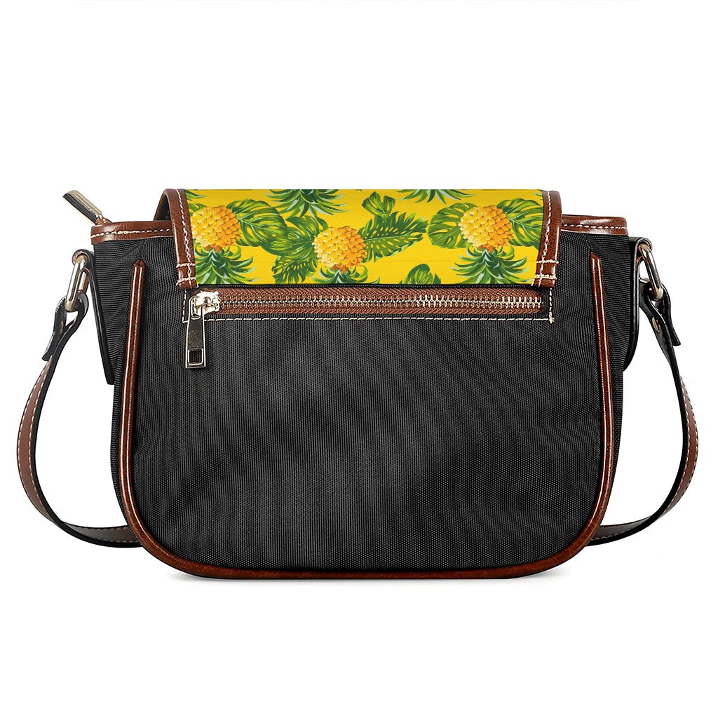 Yellow Tropical Pineapple Pattern Print Saddle Bag