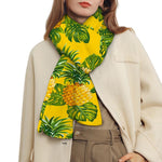 Yellow Tropical Pineapple Pattern Print Scarf