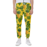 Yellow Tropical Pineapple Pattern Print Scuba Joggers