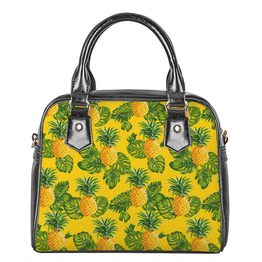 Yellow Tropical Pineapple Pattern Print Shoulder Handbag